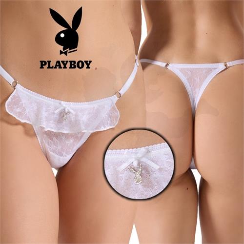 Colaless string de tul labrado blanca